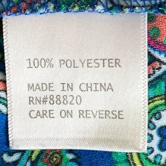 Anne Carson Paisley Floral Short Sleeve Blouse/Top M Blue 108F - Picture 7 of 8